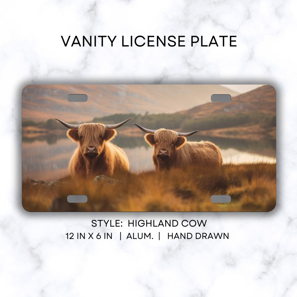 Highland Cows License Plate 