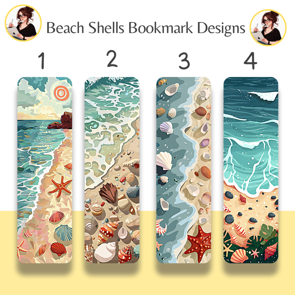 Beach Shells Bookmark Designs 
